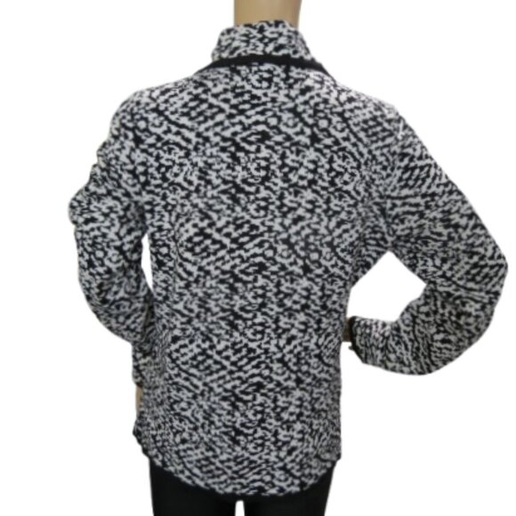Karl Lagerfeld Black & White Button Up Cardigan - Picture 5 of 7